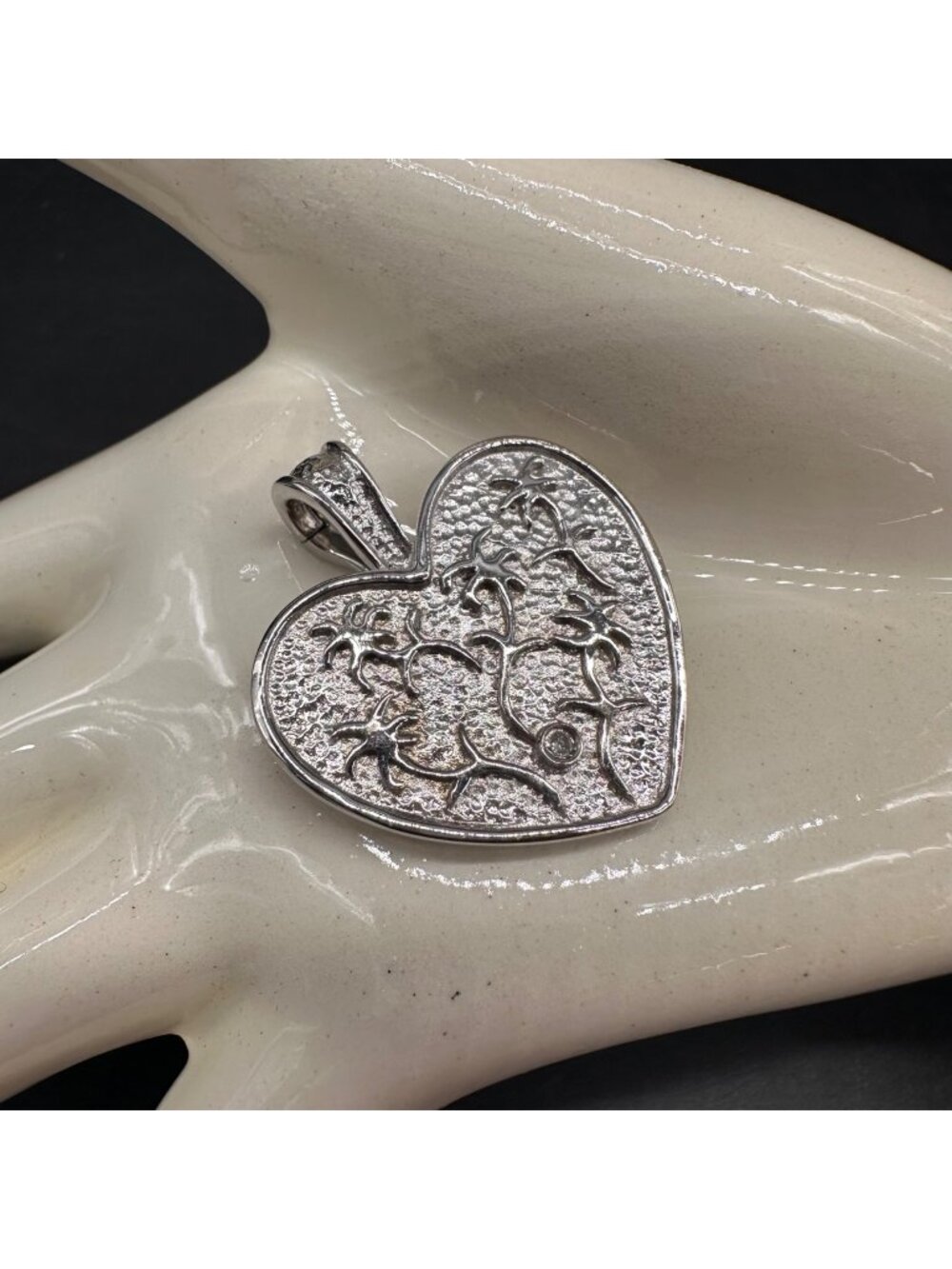 Sterling Silver Heart Pendant Floral Diamond Love Gift Charm Konstantina Mahlia